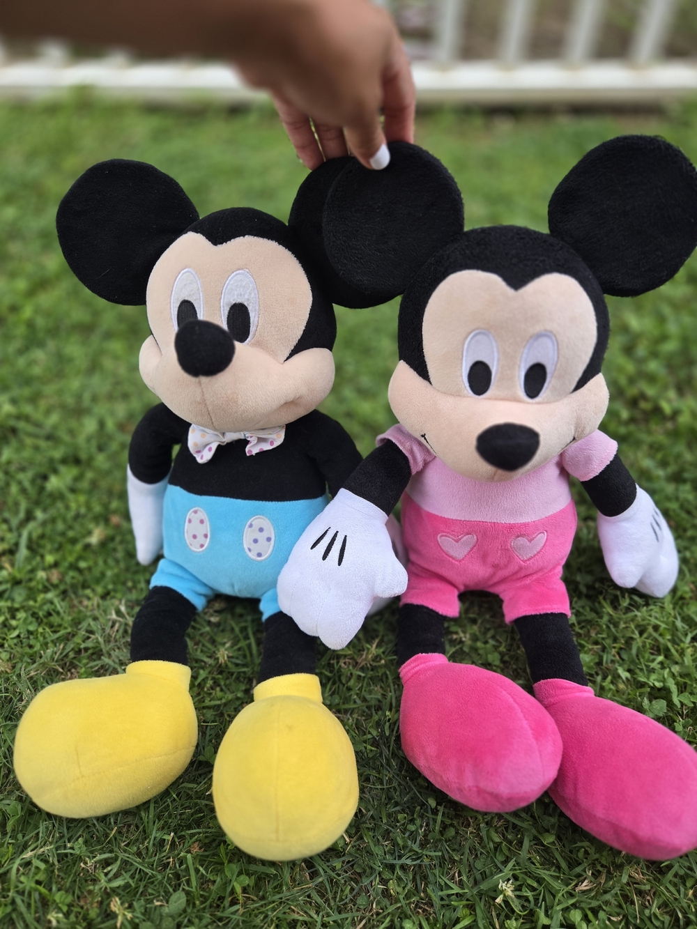 Disney Plush Mickey & Minnie Style Mouse Pair — Black, Blue, Pink, Yellow